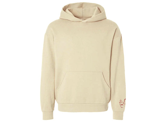 Oversized what's your flavor hoodie front. Ivory color.  
