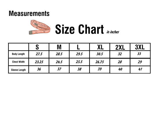 Size chart for the hoodie. Measurements. Runs small to 3xl. 