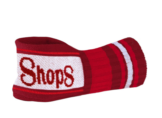 A knit mitten can holder with Stewart's Shops logo and Stewart's shops across the front