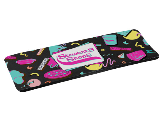 Stewart's Shops branded mouse pad with colorful graphics on a white background